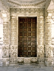 Intricately carved door at Dilwara Jain Temple, Mt Abu, Rajasthan